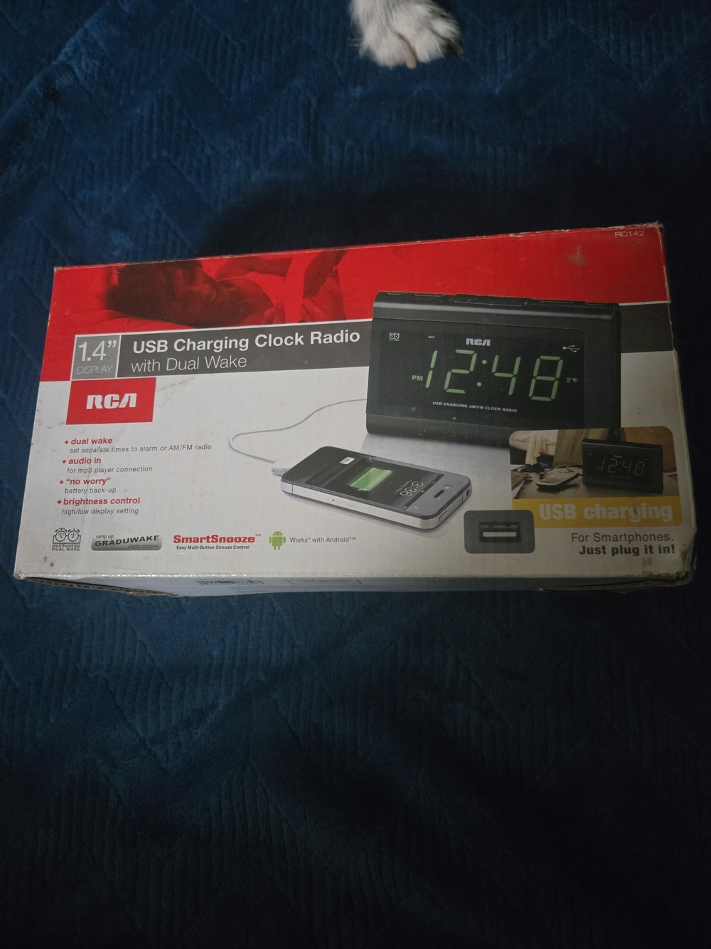 Black USB Charging Clock Radio with Dual Wake